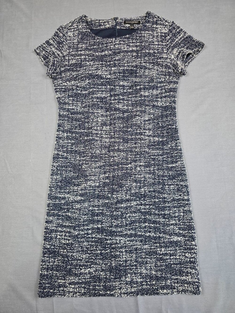 Banana Republic Womens Navy & White Tweed Cap Sleeve Sheath Dress Size 4